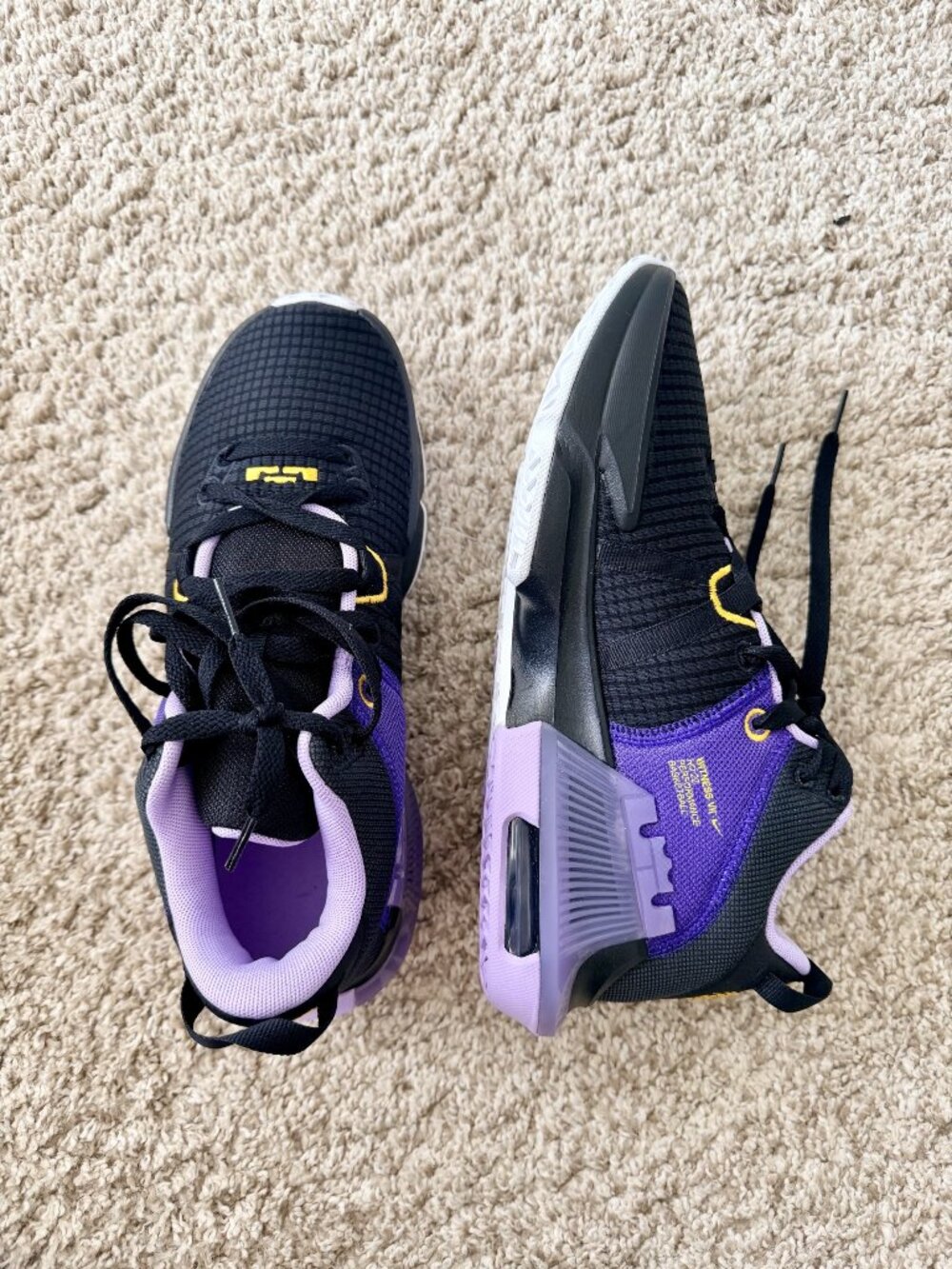 Nike LeBron Witness VII “Black/Purple/Gold” Basketball Sneakers – Men’s 8